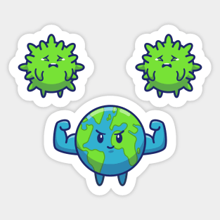 World Fighting Corona Virus Cartoon Sticker